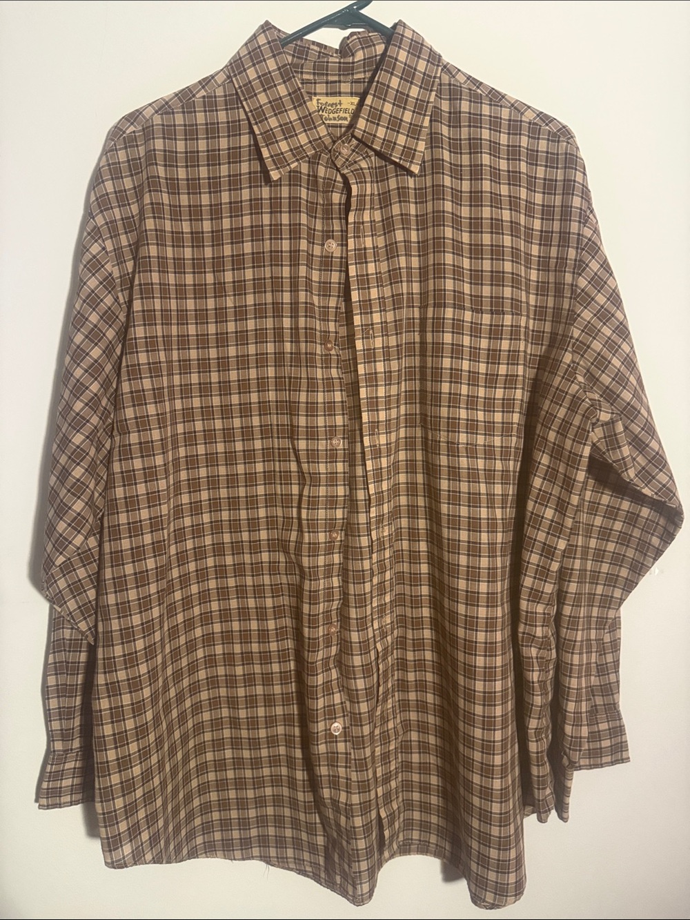 Classic Men's Brown Plaid Button-Down Shirt